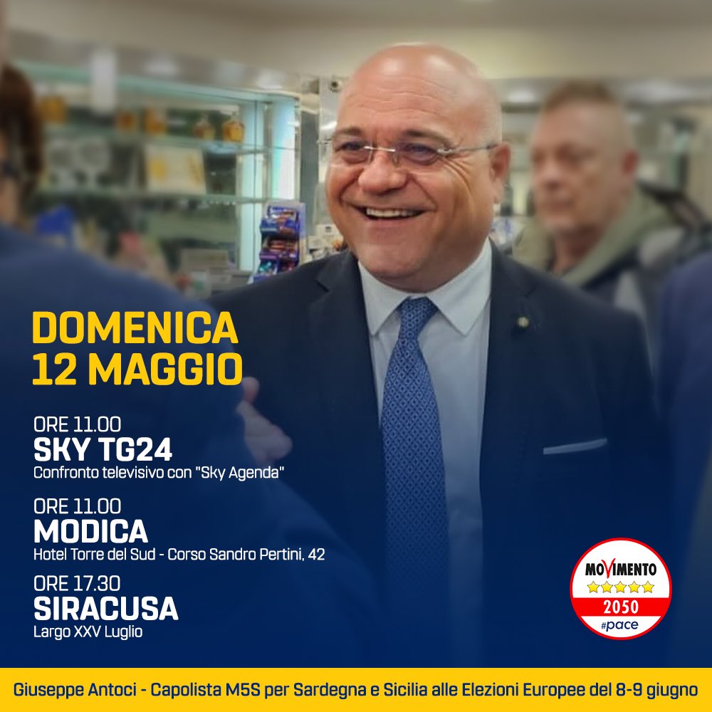 giuseppeantoci6's tweet image. Gli appuntamenti di domani.
Ci vediamo a #Modica e a #Siracusa! 

#Europee2024 #scriviantoci #M5S