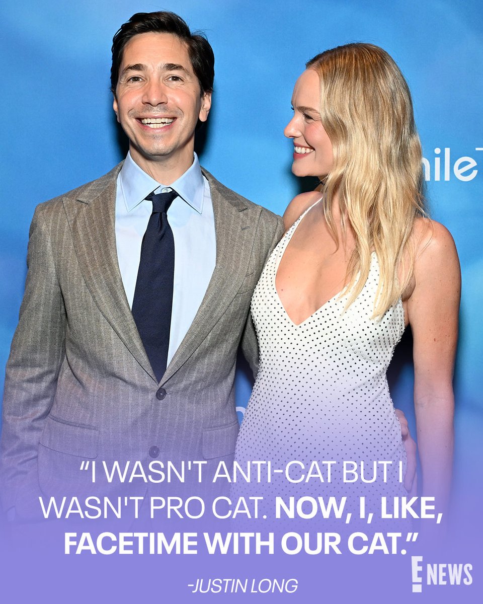 🔗: enews.visitlink.me/LDCIOY Justin Long just wasn't that into cats— until he met Kate Bosworth. 🥹 Click the link for more on their relationship. (📷: Getty)