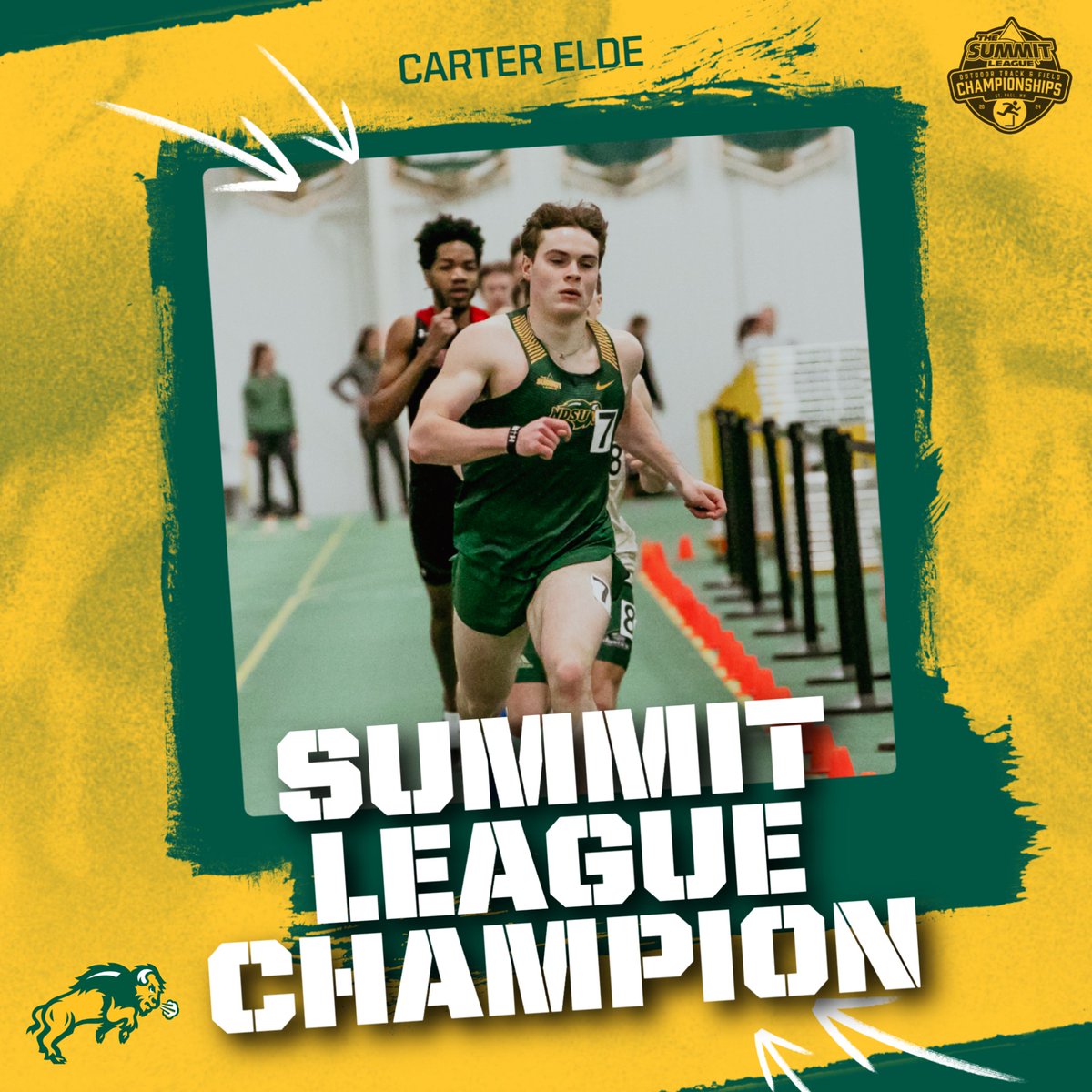 🥇 CHAMPION 🥇 Carter Elde wins the Summit League 400m hurdles title in a personal-best 52.75!