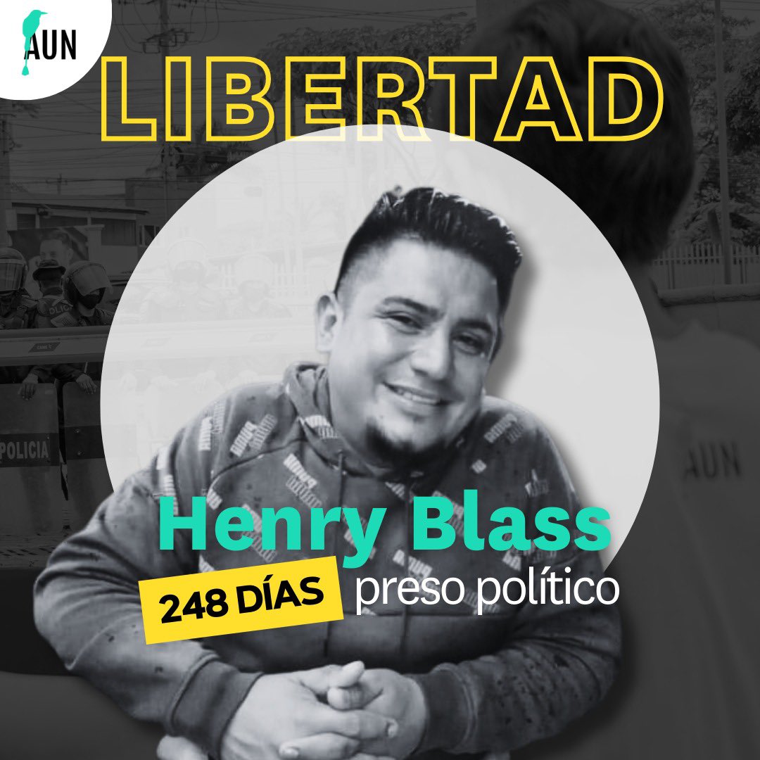 Nuestro amigo, Henry Blass, cumple 248 días injustamente en una cárcel de la dictadura de Ortega en Nicaragua. Demandamos su libertad y la de todos los presos políticos. ¡Son inocentes! #LibertadYa #LibertadParaLosPresosPoliticos