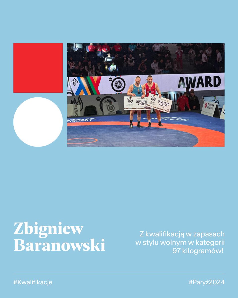 Zbigniew Baranowski zdobywa kwalifikację #Paryż2024 w stylu wolnym w kategorii 97 kg! To już czwarty bilet na igrzyska dla zapaśników, gratulujemy @PZZ_Official 👏🇵🇱 #TeamPL 📸 PZZ @GrupaORLEN @kgs_pl @TauronPE @PKPIntercityPDP @Grupa_Enea @Plus_Polska @adidas @LUXMEDPL