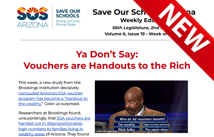 Read the #WeeklyEdReport now @ bit.ly/May13EdReport

🫨 AZ vouchers are handouts for the wealthy.

😡 The #AZLeg is considering #HCR2060, which would harm AZ students by returning us to the dark days of SB1070.

📅 Field highlights from April show our teams across AZ are on 🔥