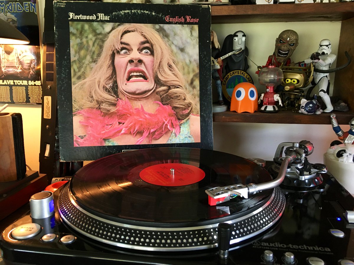 NP: Fleetwood Mac - English Rose (1969)

Funny cover, Mick Fleetwood in drag! 😂 

1973 reissue … happy to have it, it’s great! Black Magic Woman! 

 #VinylCommunity #VinylRecords #recordcollection #records #VinylAddict  #vinyljunkie #NowSpinning #LP