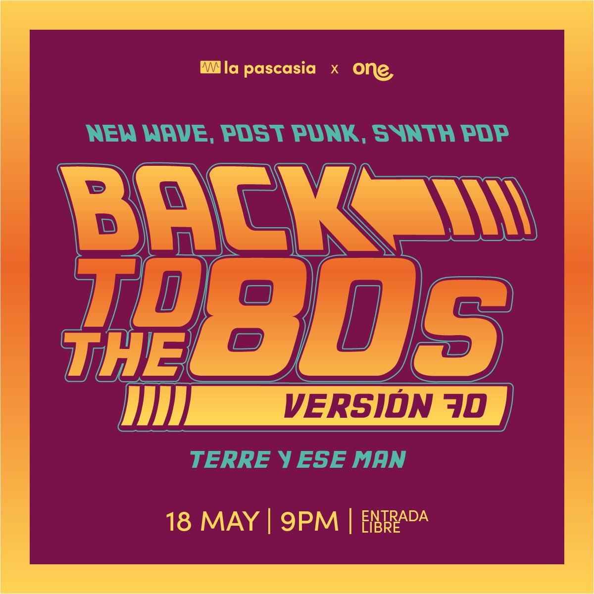@oneinversocial y #LaPascasia presentan la versión # 70 de Back To The 80’s 🪩, una fiesta imperdible con lo mejor del synth pop, post punk y new wave a cargo de dos selectores muy queridos en nuestra casa: Terre y Ese Man .