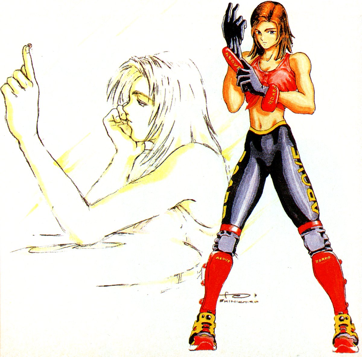 Mid-development Tina sketches by Shinichiro Komori, for Dead or Alive.