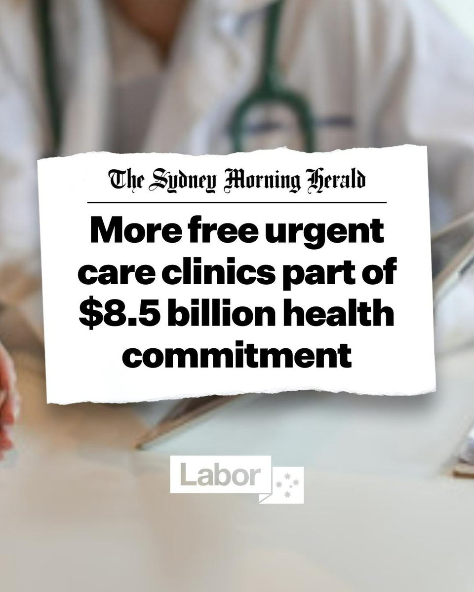 Tuesday’s Budget will fund 29 additional Medicare Urgent Care Clinics, taking pressure off our local hospitals and making sure that people can get medical care when they need it, completely bulk billed #auspol #ausecon #Budget2024