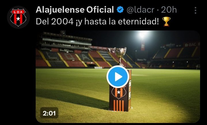 Esta bien que #Alajuelense reviva su título CONCACAF de hace 20 años, reportajes, videoteca y celebraciones para recordar el último título importante que junto a la era Ramírez que ya casi también cumplirá un tiempo similar es lo mejor en estas dos décadas, envejece su palmarés.