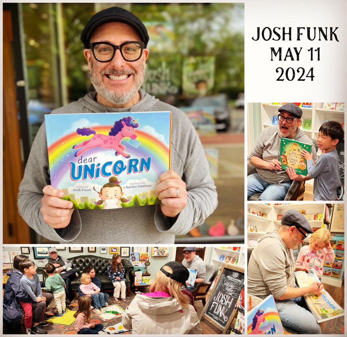 Thank you author @joshfunkbooks and families for a wonderful Saturday morning! Join us every Saturday morning at 10 a.m. for fun storytimes like this. We have limited signed copies of DEAR UNICORN and other titles by Josh.