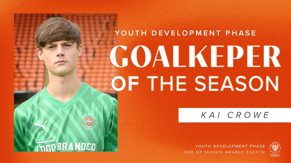 🏆 The Youth Development Phase Goalkeeper of the Season goes to Kai Crowe. 👏 Congratulations Kai! 🍊 #UTMP