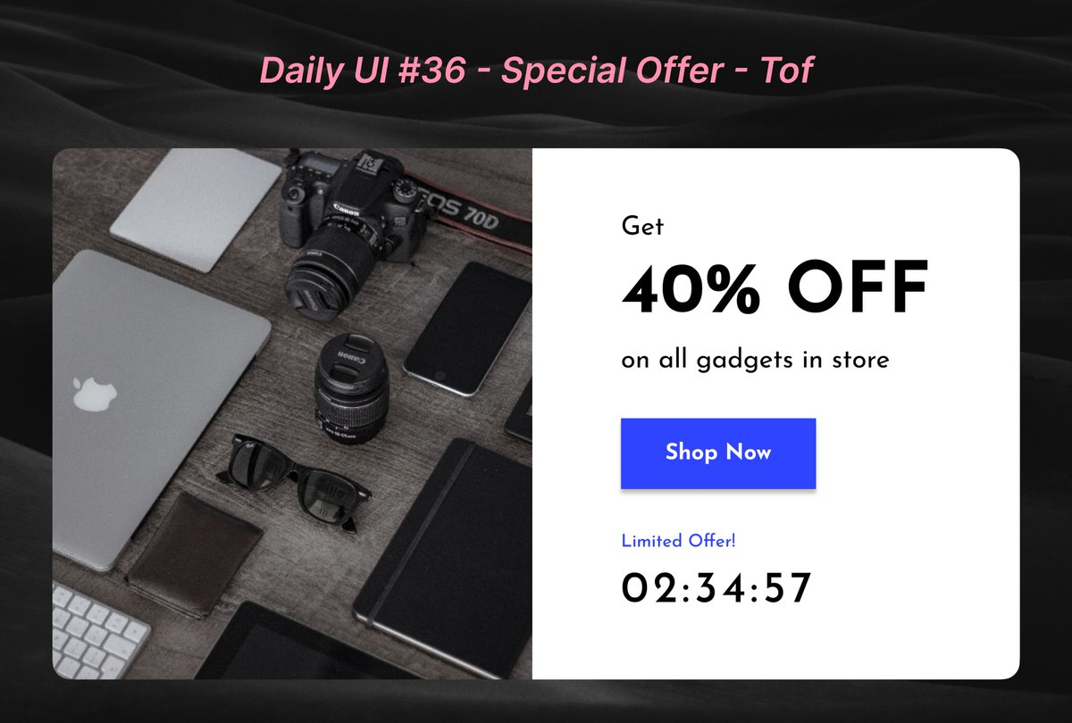 Day 36 of #DailyUI challenge.         

Prompt: Special Offer                       

I am open to feedbacks!                                    

#DailyUI #Challenge #uidesign #uidesigner #uxdesigner #tof