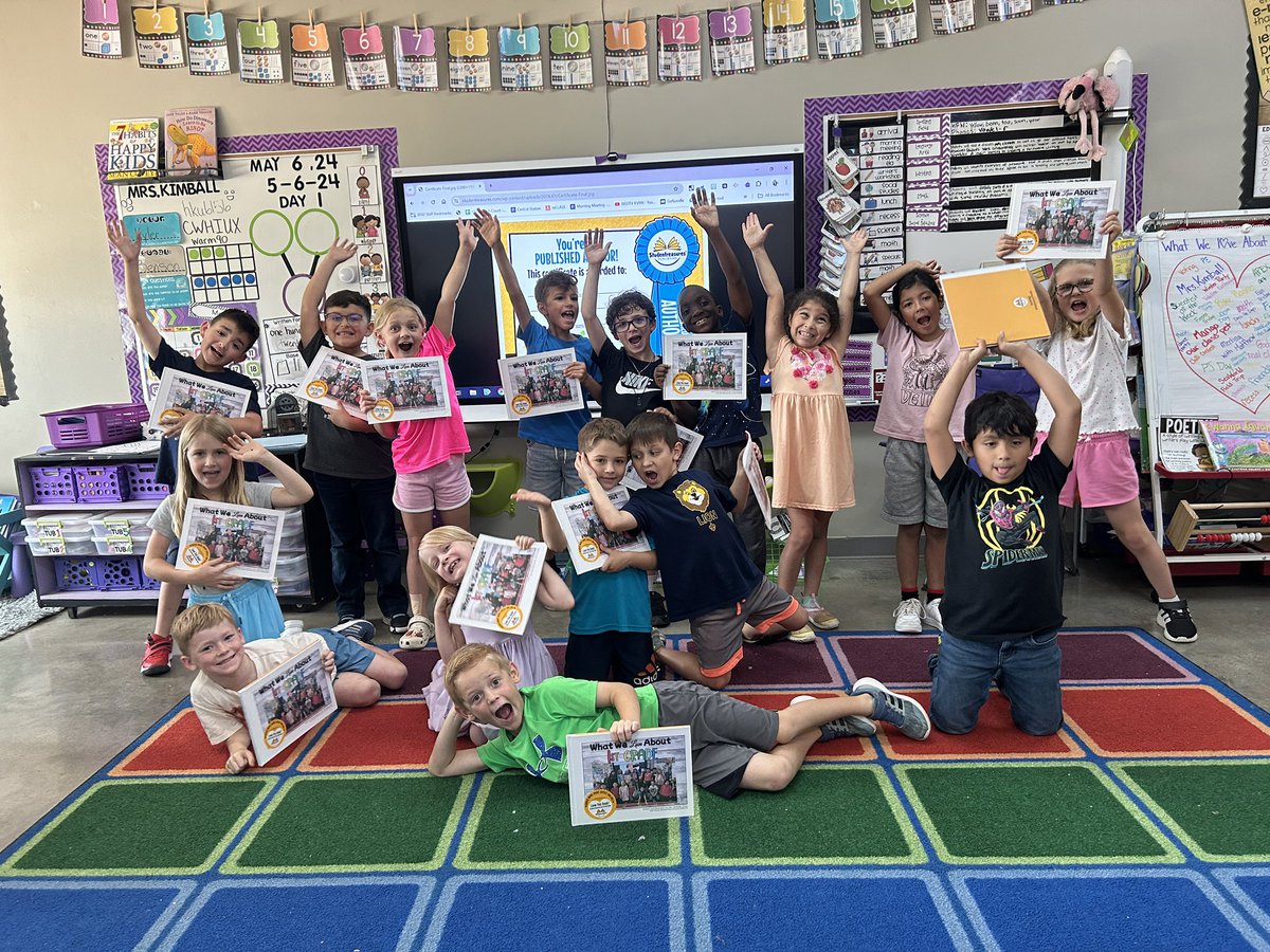 KristaKimball08's tweet photo. So proud of my kiddos! They’re officially published authors thanks to @studentreasures!!🥳 We will share our looks with our parents this coming week 🙌🏻📚📝 #ProudAuthors #creatingauthors @VanRaubES @BoerneISD https://t.co/QgGtFea7lq