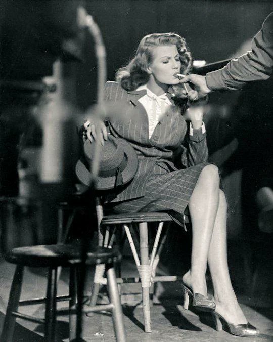 Rita Hayworth on the set of Gilda, 1946