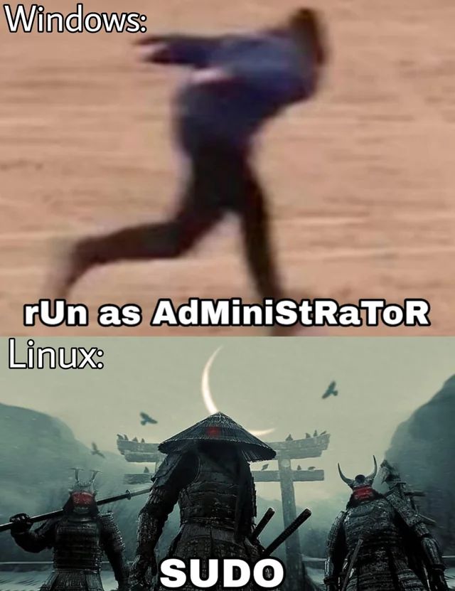 In Linux you don't run as administrator, you chase as administrator.