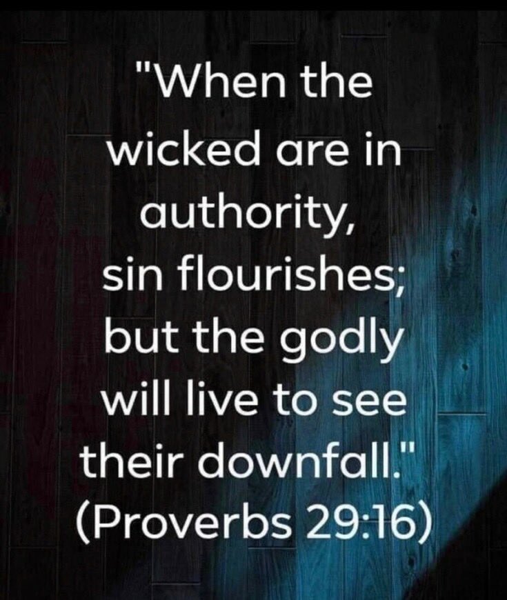 Well we are certainly seeing sin flourish and now just patiently waiting for their downfall.