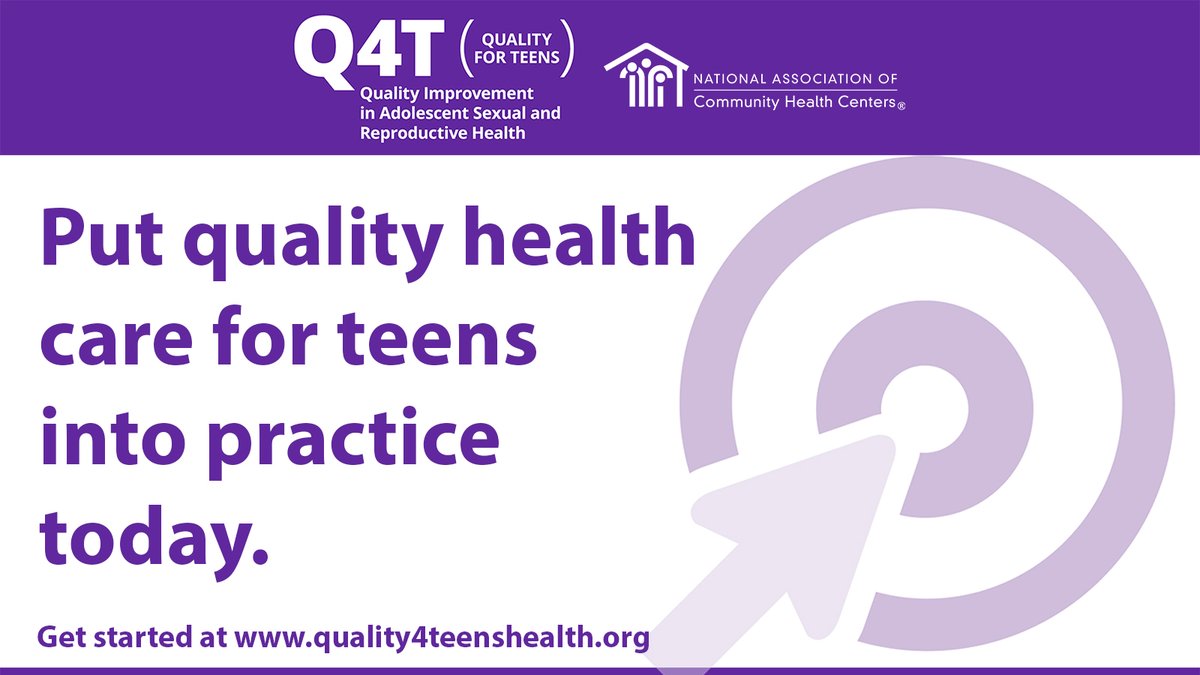 #ValueCHCs: Did you know there is a digital resource that can assist you in improving the quality of adolescent sexual and reproductive health services at your health center? Put #Q4T (Quality for Teens) into practice today! #NationalAdolescentHealthMonth bit.ly/3Usqbk1