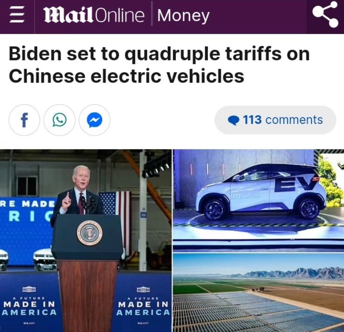 “Biden cuadriplicará los aranceles en vehículos eléctrico chinos”. ¿Y capitalismo y el libre mercado? jajajajsjdjjsjsjs