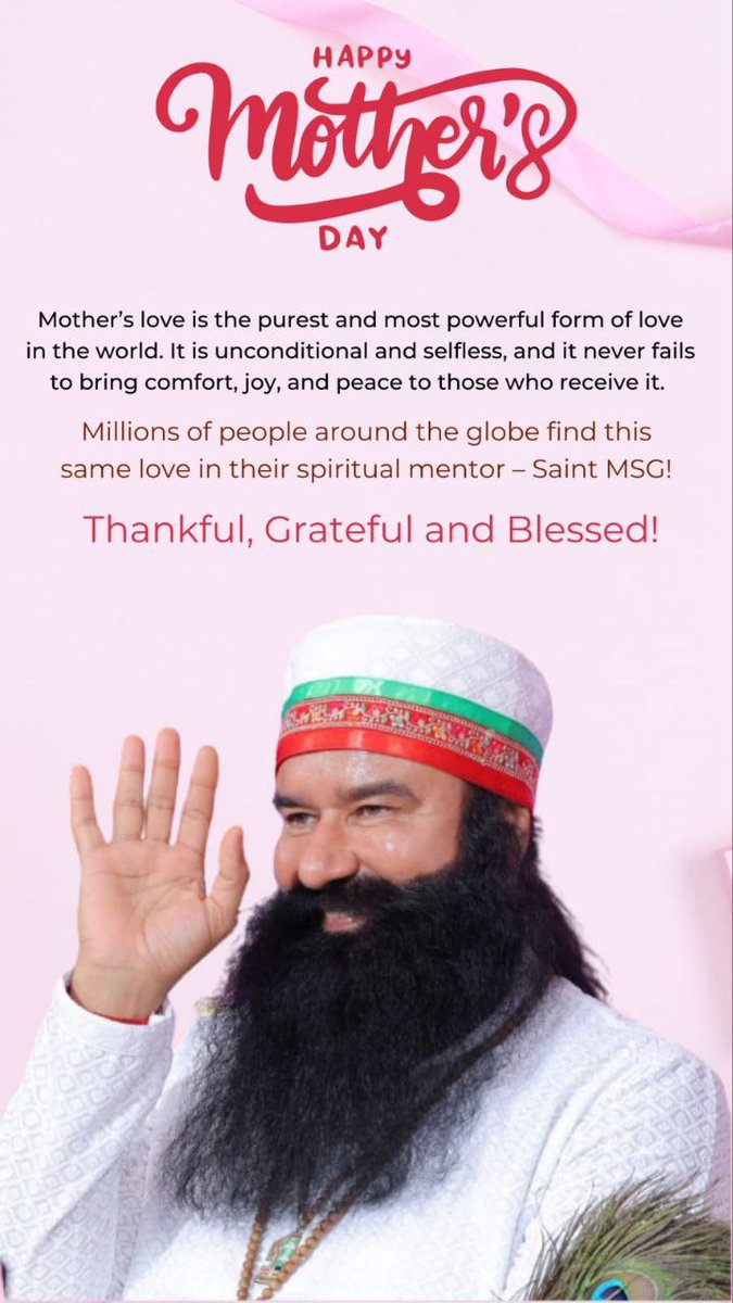 Thankful !! You choosed me Grateful !! You embraced me Blessed !! I have YOU 💫 #HappyMothersDay to my Guru Saint MSG Insan whose motherly and fatherly care brings comfort, joy and peace to me. #MothersDay2024 #MothersDay