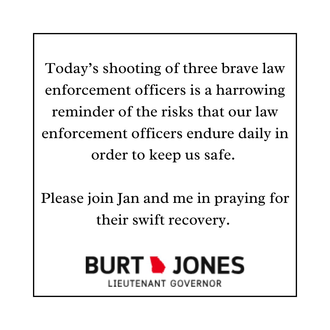 My statement on today’s shooting of three law enforcement officers in Atlanta: