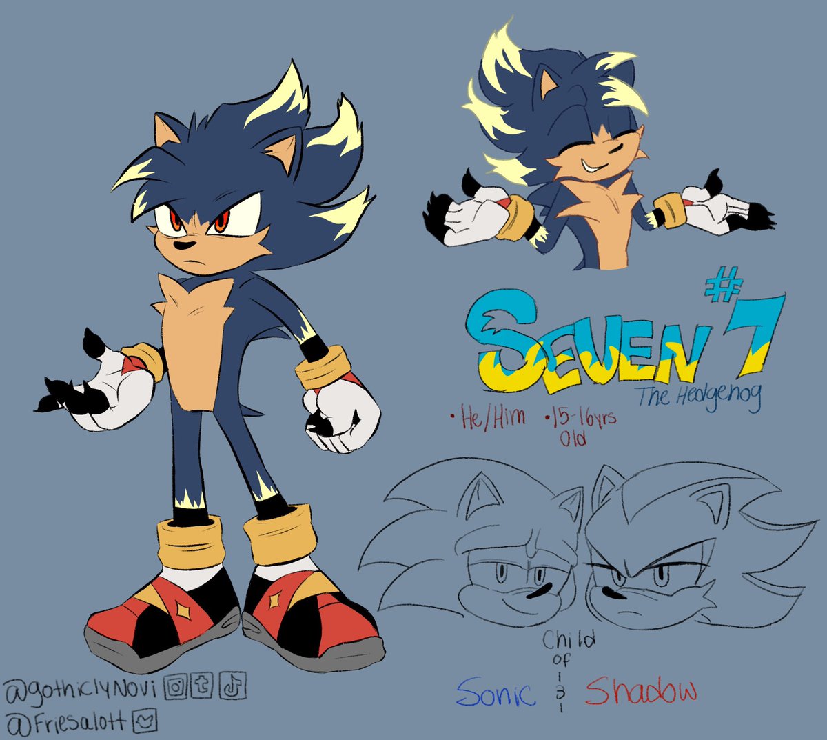 Decided to hop on the #SonicTheHedeghog #fankid train! Meet Seven! #sonadow #shadonic #sonic