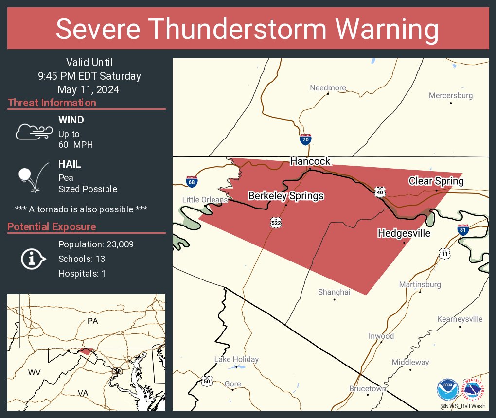 Severe Thunderstorm Warning including Hancock MD, Berkeley Springs WV and Great Cacapon WV until 9:45 PM EDT