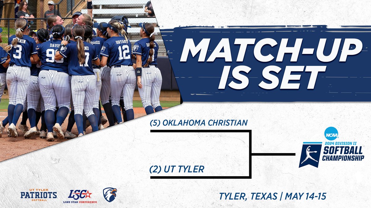 SB | For a third straight season @Patriot_sb will host the NCAA Division II South Central Super Regional! No. 2 seeded UT Tyler and no. 5 seeded Oklahoma Christian will play a best-of-three series on Tuesday and Wednesday for a trip to the 2024 NCAA Division II World Series!