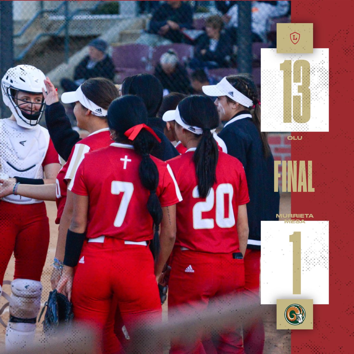 OLu (21-3) defeats Murrieta Mesa 13-1 to head to the CIF finals! Brianne Weiss (19-1) throws a 2 hitter with 12 ks. Lancers offense came alive working 12 walks and 11 hits. Kai Minor 3-5 with 2 doubles and 2 rbi. Chloe McGreevey with a 2 rbi double. @latsondheimer @ocvarsityguy