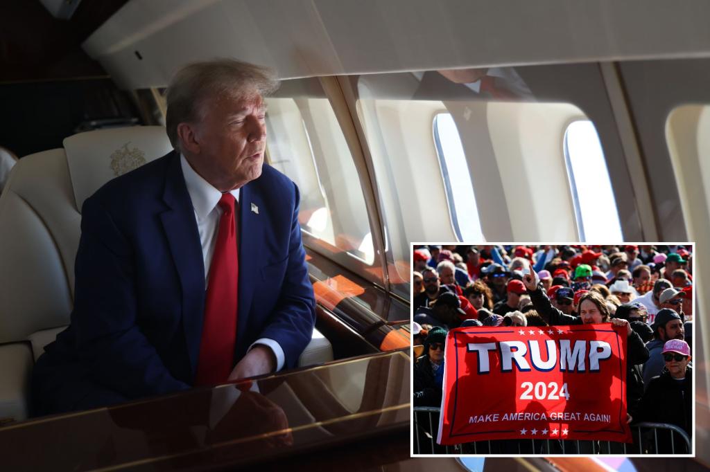 The Post got a seat on Trump Force One as ex-prez headed to biggest campaign rally of 2024: ‘Something Biden’s campaign could never do’ trib.al/kGXrzQv