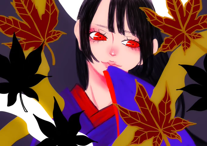 最近ズ。 #和風イラスト  #紅葉イラスト  #オリジナル  #藤イラスト 