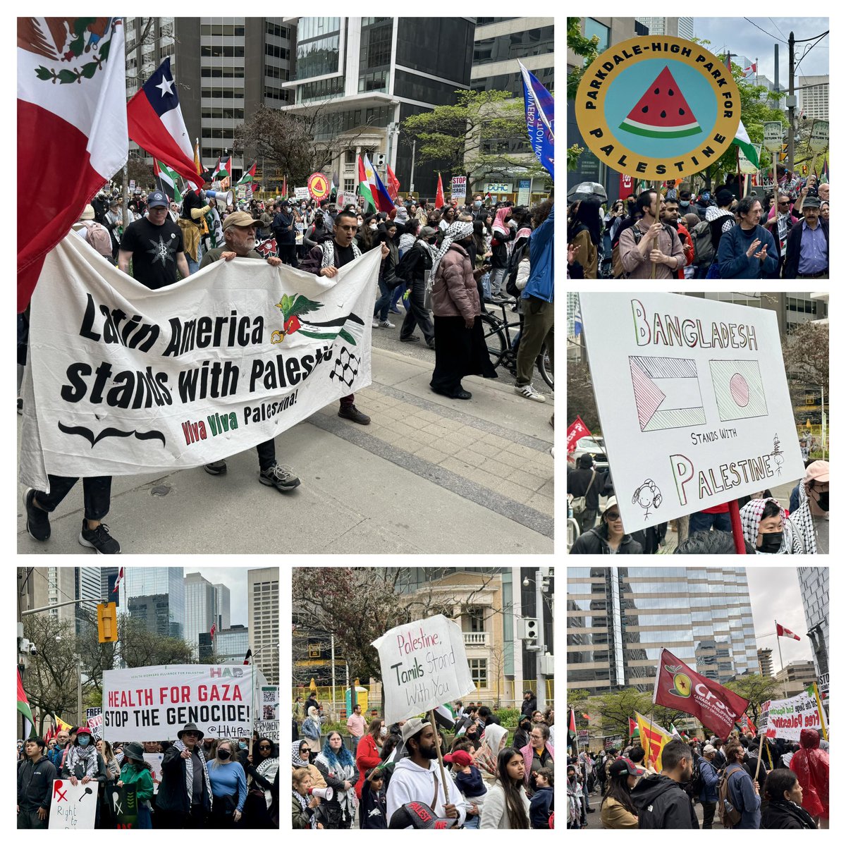 There is always so much beautiful solidarity at 🇵🇸rallies in Toronto from different communities, unions, neighbourhood groups, sectors. & it keeps growing. 🙏✊🏿❤️. This is truly an internationalist decolonial movement. #FreePalestine #EndIsraeliApartheid #DecolonizeEverything