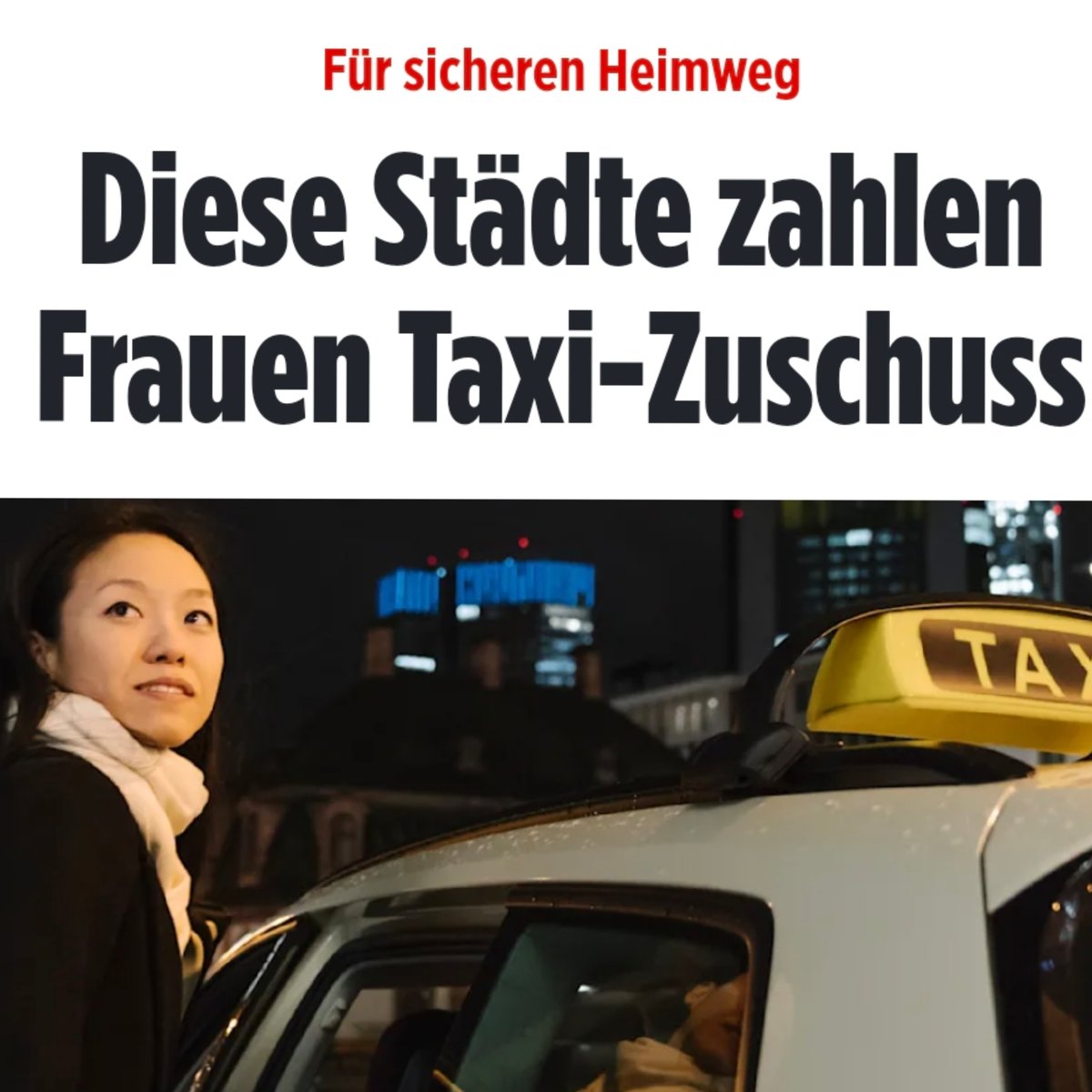 Die gleiche Politik, die aus CO2-Gründen die öffentlichen Verkehrsmittel empfiehlt u offene Grenzen propagiert, zahlt Frauen einen Zuschuss, um nachts sicher im Taxi nach Hause zu kommen.🤡

Wenn naive Buntheit u Umweltschutz auf die Realität treffen.
#Migration #Bananenrepublik