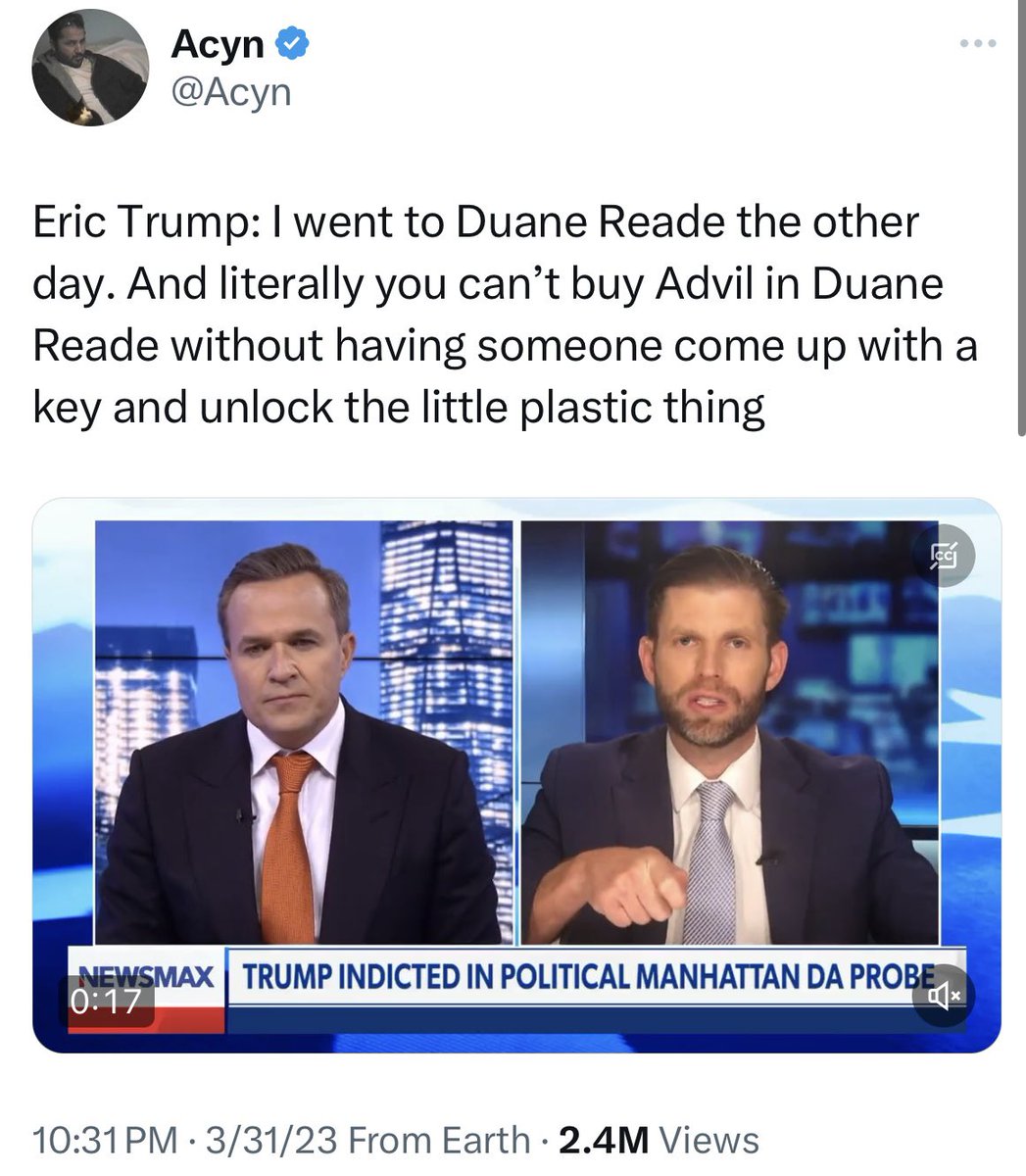 This is the kind of shit that cracks me up with these people. Eric keeps going into these pharmacies and trying to buy different products and can’t because of Joe Biden. And they keep changing.