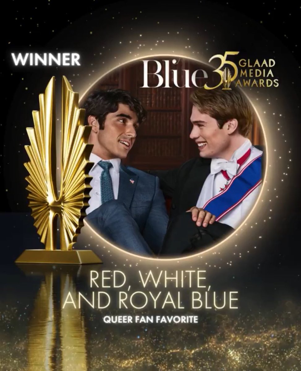 Red, White & Royal Blue won the award for “Queer Fan Favorite” at the 35th GLAAD Awards!! 
#RWRBMovie