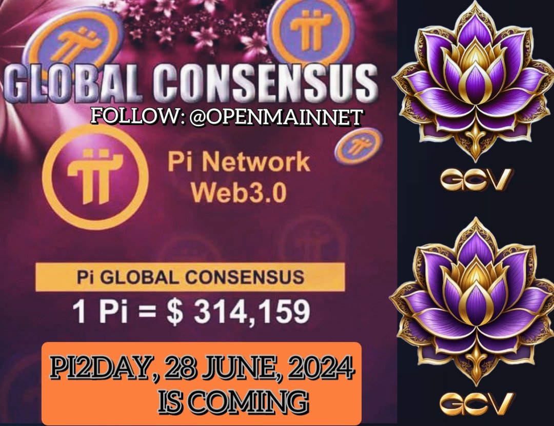 GLOBAL CONSENSUS VALUE 
1 PI : $314,159
DO YOU SUPPORT THIS MOVEMENT???

DO YOU SUPPORT JUNE 28? 🎯 FOR OPEN MAINNET?🚀

RETWEET AND COMMENT, SHARE TO REACH MORE PIONEERS 🔥 
#Openmainnet #PiNetwork2024 #Pioneers #PiNetwork #Crypto #cryptocurrency