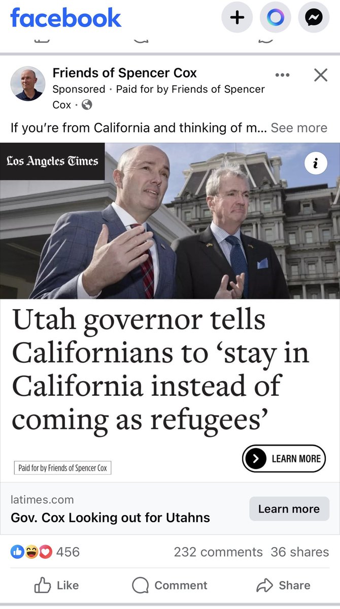 Remember this when @SpencerJCox starts talking about his #disagreebetter initiative. 

Oh, and hasn’t he spent YEARS trying to lure people to love to the state, especially from Silicon Valley?

#utpol