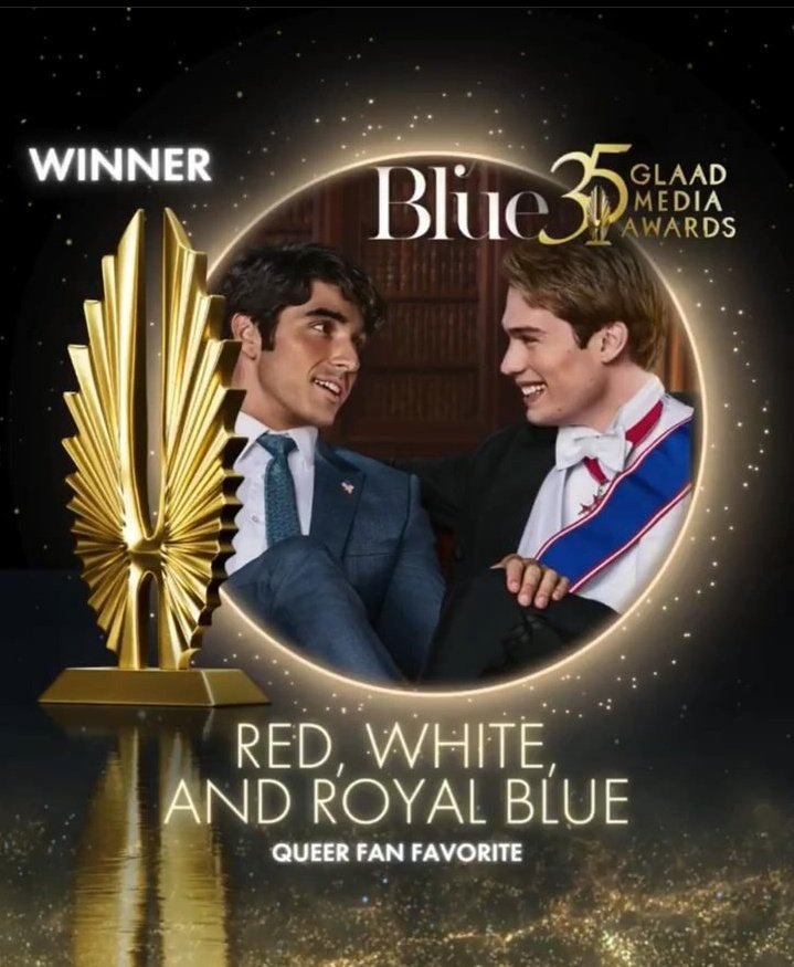 Vencemos!!! ❤️🤍💙
'Red, White & Royal Blue' ganhou o prêmio de 'Favorito dos Fãs LGBTQ+' no 35º GLAAD Awards!! #RWRBMovie #GlaadAwards