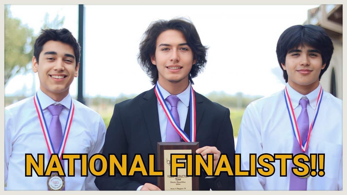 Congratulations to the Roma High School Gladiator Television Network BPA Video Production Team for advancing to the BPA National Finals!!! Students Ryan Garza, Nicholas Lopez, & Daniel Barrientos will represent Roma tomorrow afternoon. We are extremely proud of these students!!