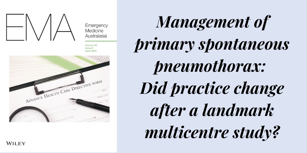 Management of #PrimarySpontaneousPneumothorax

doi.org/10.1111/1742-6…

#OpenAccess

<a href="/GKeijzers_EM/">Gerben Keijzers</a> <a href="/WileyHealth/">Wiley Clinical Health</a> <a href="/acemonline/">ACEM</a>