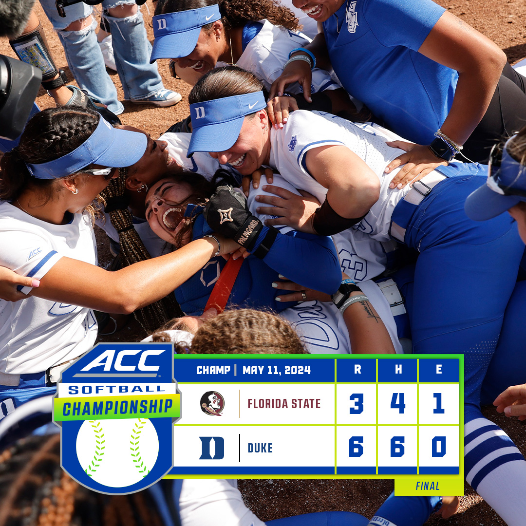 𝐃𝐔𝐊𝐄 𝐃𝐎𝐄𝐒 𝐈𝐓 🏆 The Blue Devils are ACC Champions! @DukeSOFTBALL | #AccomplishGreatness