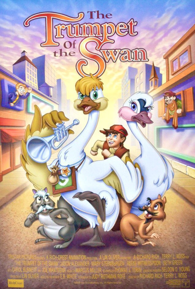 🎬MOVIE HISTORY 23 years ago today May 11, 2001 the movie 'The Trumpet of the Swan' opened in theaters!

#DeeBaker #JasonAlexander #MarySteenburgen #ReeseWitherspoon @SethGreen #CarolBurnett #JoeMantegna #SamGifaldi #MelissaDisney #KathSoucie #EGDaily @pamelaadlon #MichaelWinslow