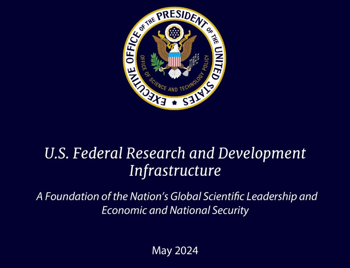 The @WHOSTP released this month a report on U.S. R&D infrastructure which describes an old and “inadequate” research infrastructure at the federal level. Also outlines challenges, among many others, in recruiting and retaining top scientific talent. whitehouse.gov/wp-content/upl…