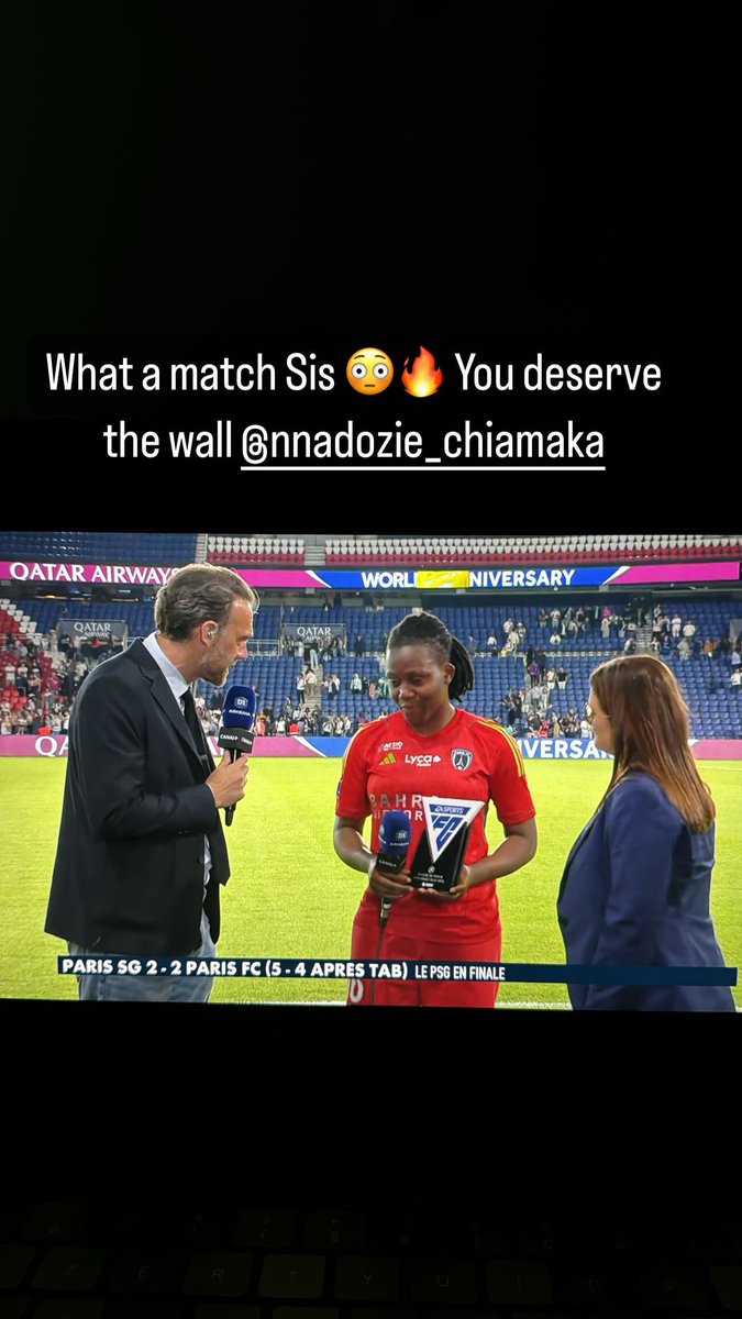 Ouleymata Sarr a adoré le match de Chiamaka Nnadozie 🫂 : 'Quel match ma sœur. Tu mérites. Le mur' 📸 Instagram - #PSGPFC