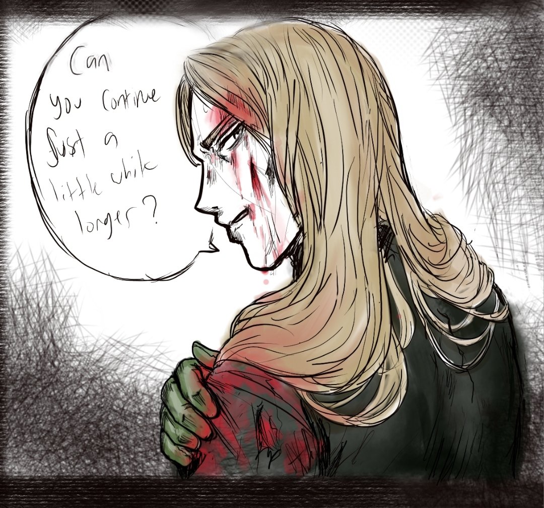 EvilButterfly8's tweet photo. Enki helping the girl with a low mind moment (or you lol) 
#enki #funger #FearandHunger #digitalart #fanart #WIP https://t.co/DppQSjPWzx