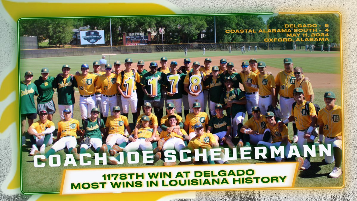 History was made with today's 5-4 win over Coastal Alabama South as it marked Head Coach Joe Scheuermann's 1,178th win with the Dolphins, setting a new record for most collegiate coaching wins in Louisiana history!!!

1,178 WINS. 1 TRADITION. 

Fins Up!