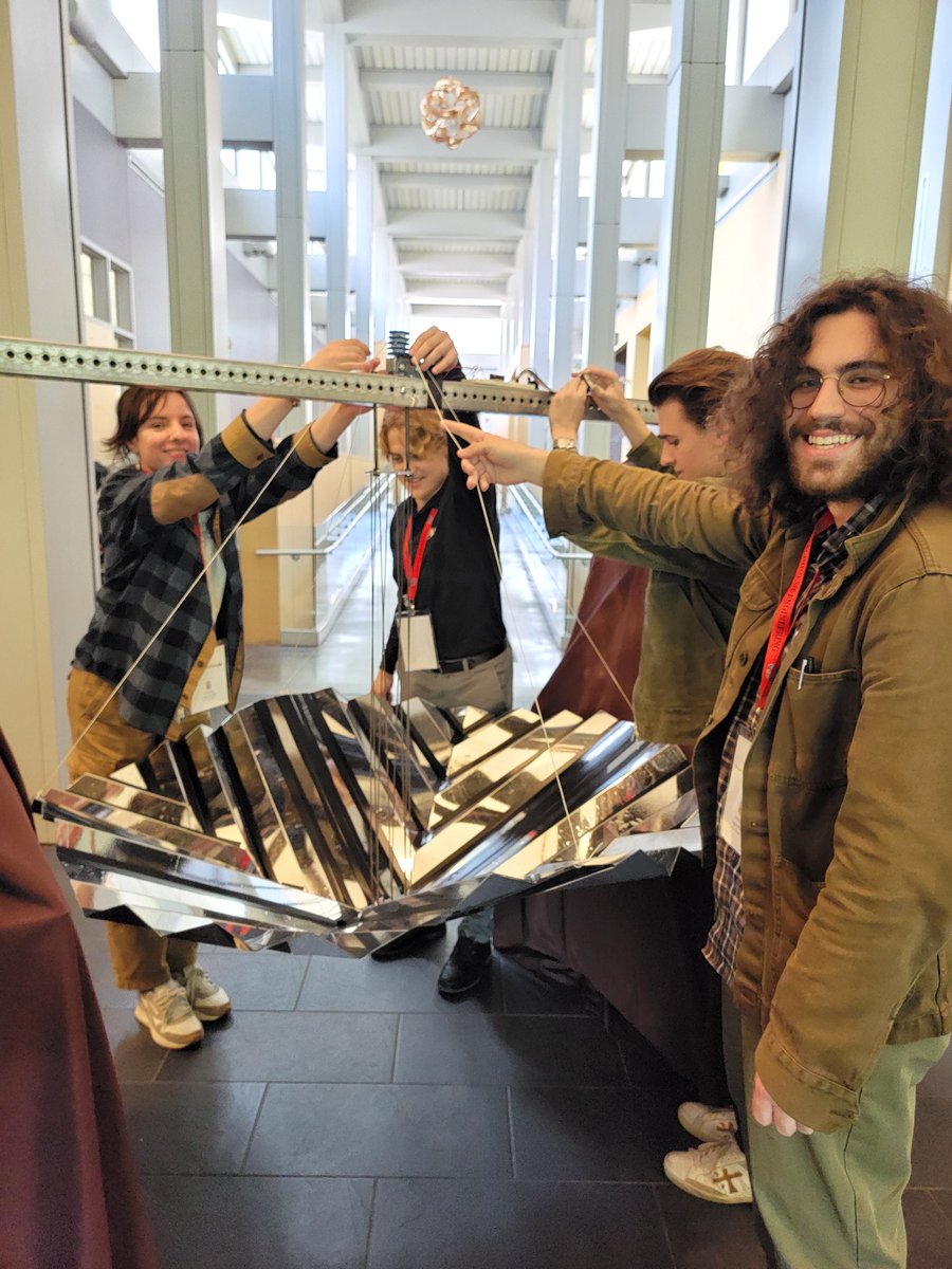 starsarecalling's tweet photo. Just finished up a fantastic day @BrownUniversity attending the #SpaceHorizons Workshop! This year's theme was Sustainability in Space. Had great discussions and met some amazing students who built a foldable mirror that fits into a 3U cubesat! https://t.co/cRFVuvdia7
