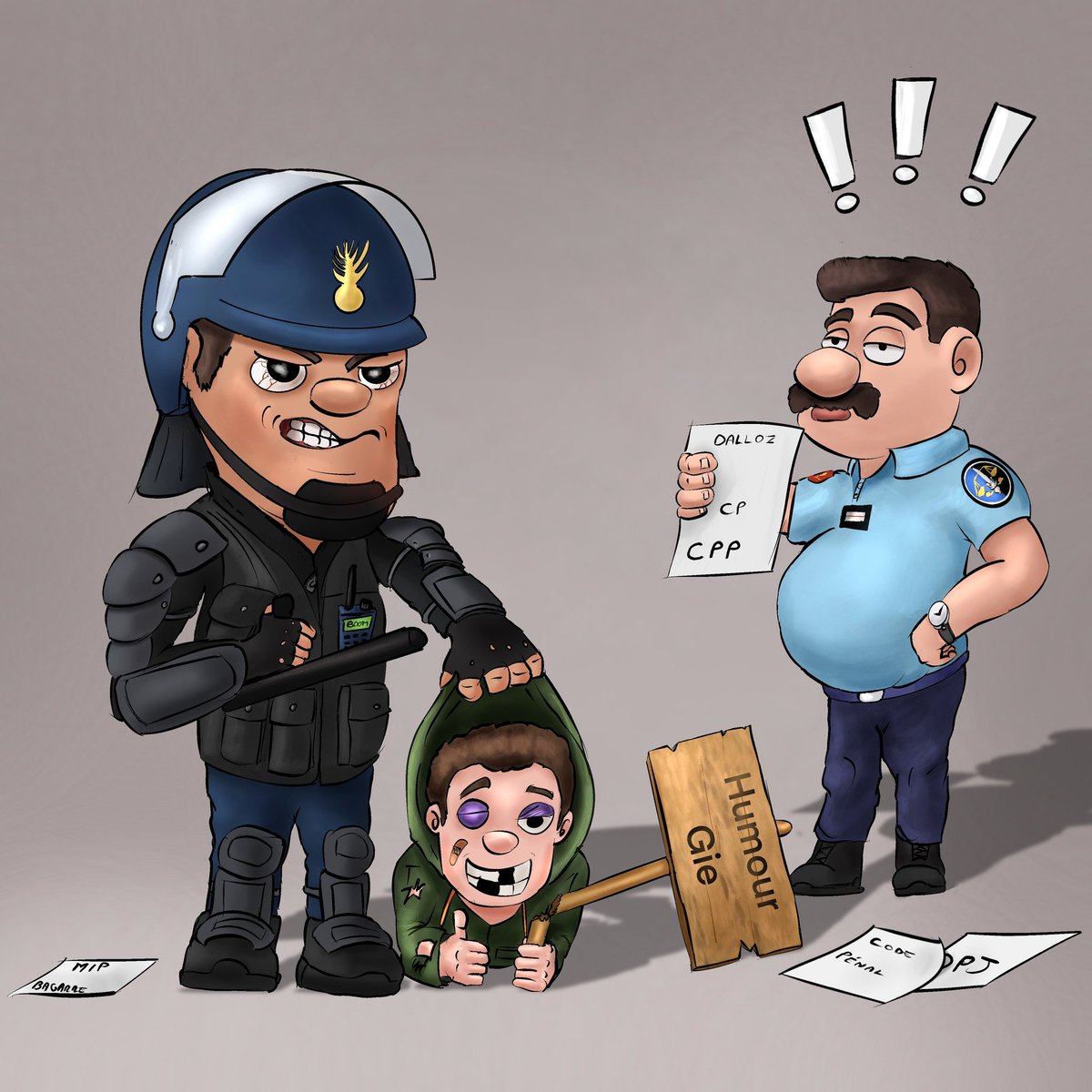 Petit dessin du stéréotype GD et GM #humour #gendarmerie #police #fun #funny #art #painting #digitalart #procreate #digitalpainting #moblo #gd #gm #Gendarme #bd #bandedessinée #cartoon #dessin #drawing #characterdesign