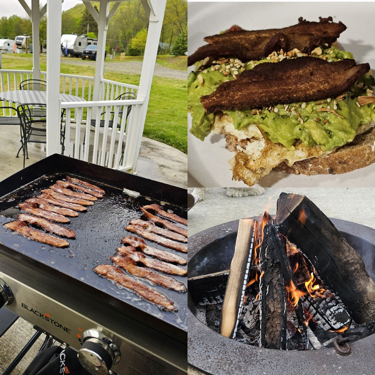 Great start to Mother's Day weekend with a campfire breakfast followed by wine tastings at @DrFrankWine #WeisVineyards and @livingrootswine #FLX #KeukaLake #FingerLakesWine #Camping @CampingWorld @JoKunzmann
