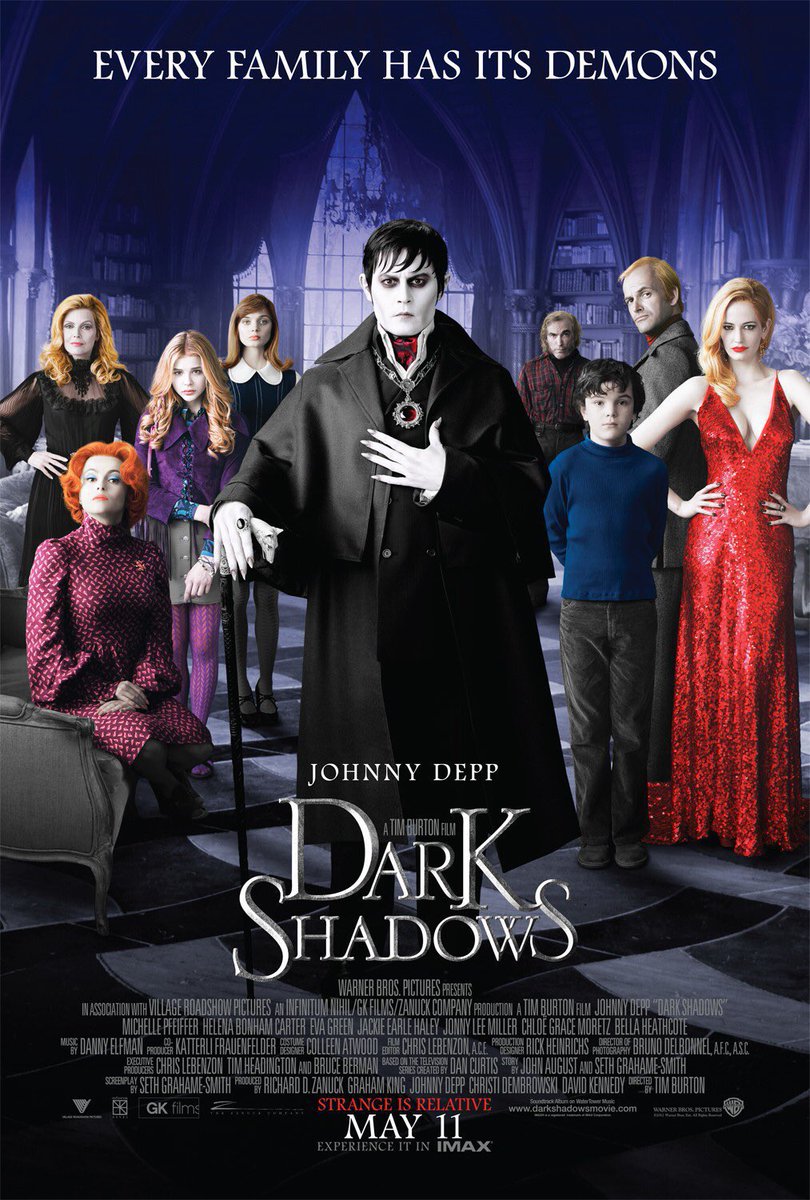 🎬MOVIE HISTORY: 12 years ago today, May 11, 2012, the movie ‘Dark Shadows’ opened in theaters! #JohnnyDepp #EvaGreen #BellaHeathcote #MichellePfeiffer #HelenaBonhamCarter #JonnyLeeMiller #ChloeGraceMoretz #GullyMcGrath #JackieEarleHaley #ChristopherLee #AliceCooper #TimBurton