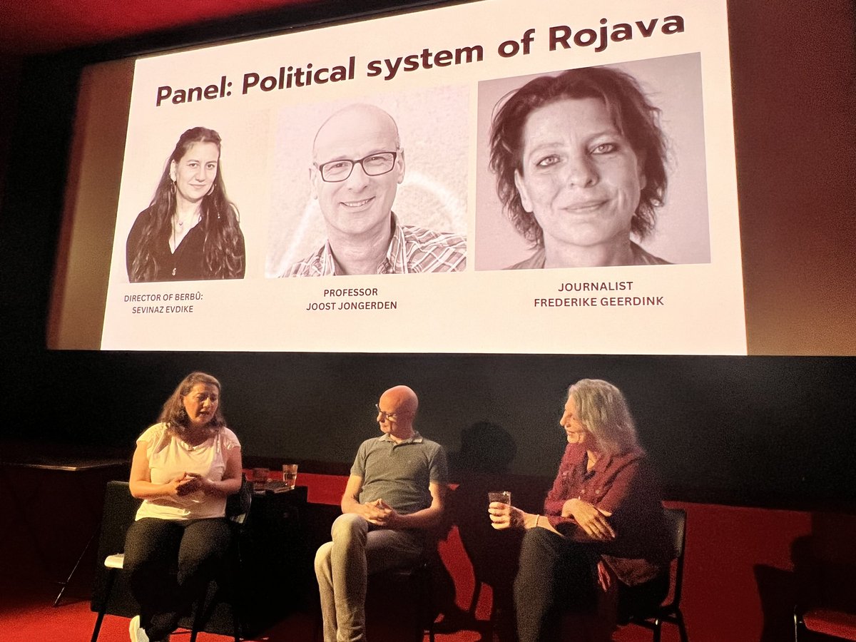 Also, after the film Berbu (Wedding Parade) by Sevinaz Evdike of the amazing Rojava Film Commune, I moderated a panel about Rojava, with Sevinaz and with Joost Jongerden. Thanks for the pic, @maazibrahimoglu!
