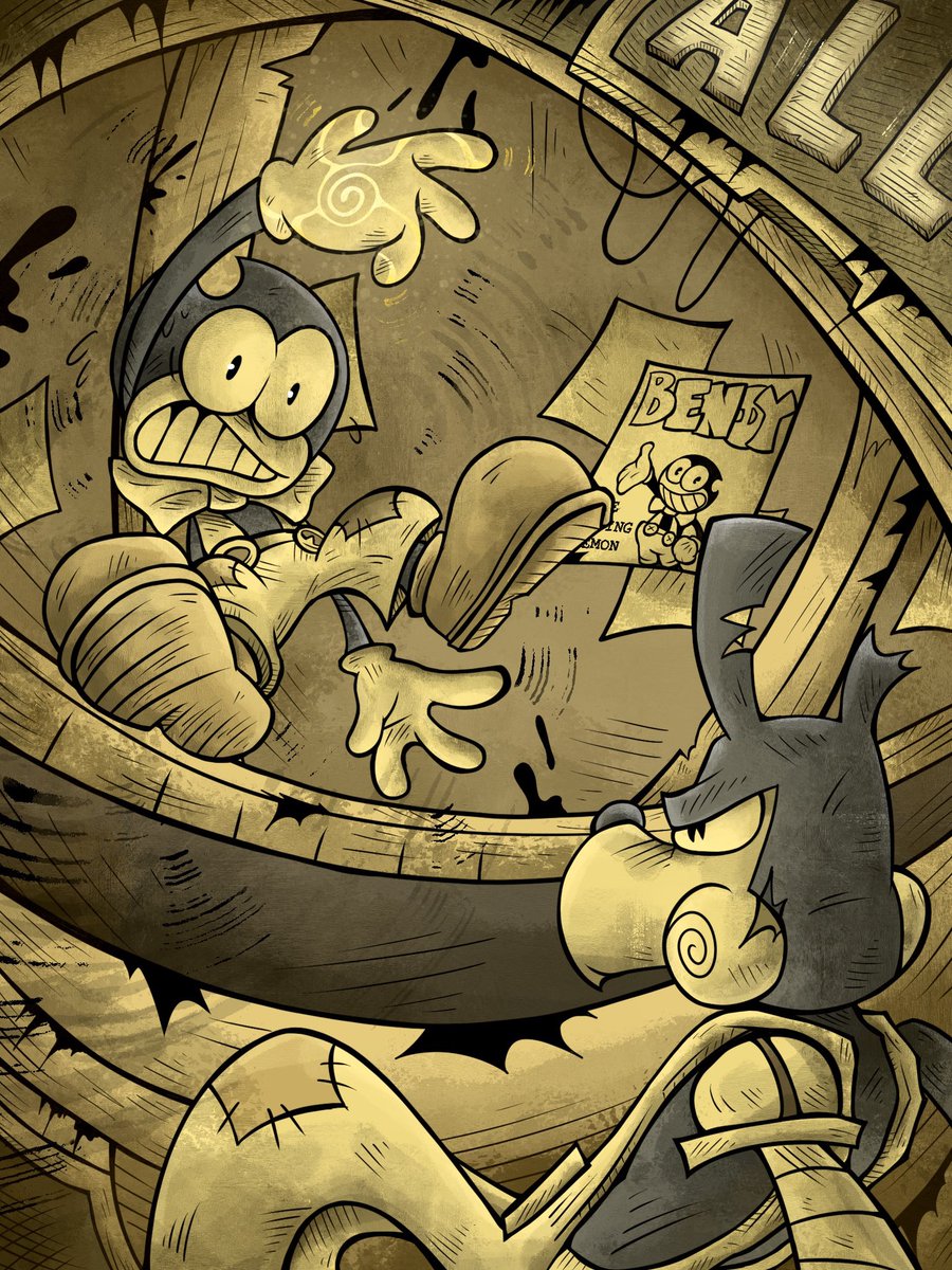 Introducing, Shattered Dreams! A #BENDY AU where bendy and Boris have to purify the terrifying monster cartoons around the studio! #bendyfanart