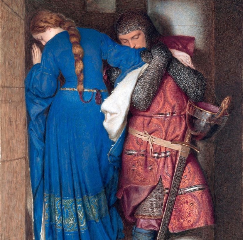 “The Meeting on the Turret Stairs” by Frederic William Burton, 1864